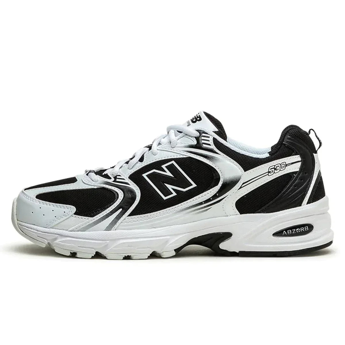 530 White & Black Sports Style Sneakers